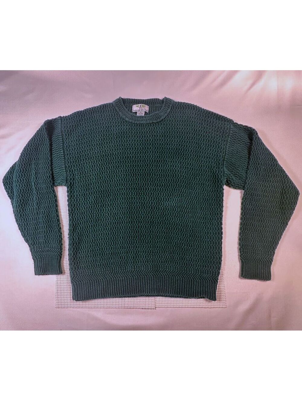 Vintage American Weekend Knit Chunky Sweater Sz Med Ramie Cotton 90s (196)